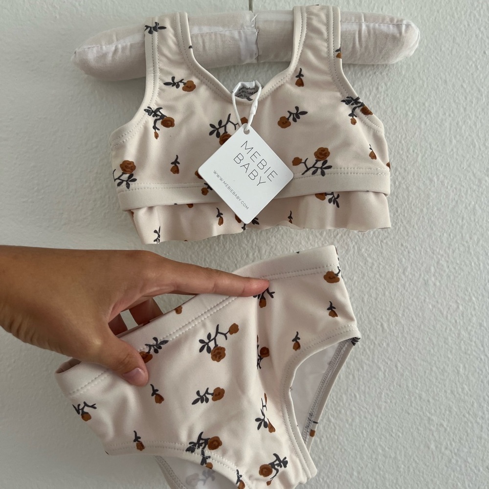 Mebie Baby Cream Floral Kids Swim Set